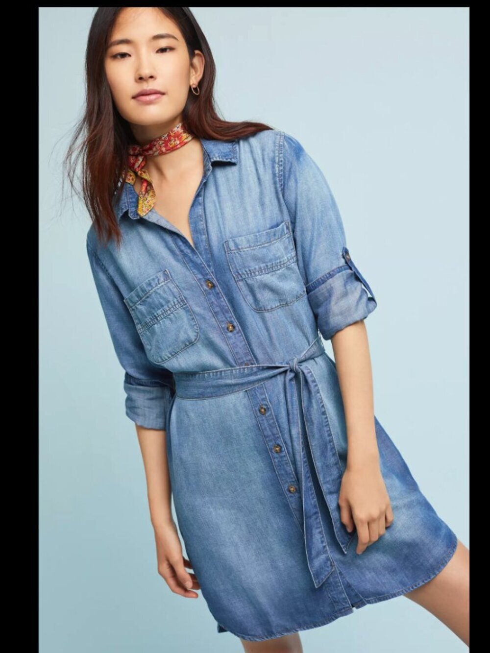Cloth & Stone Chambray Denim look Shirt Dress Size Medium